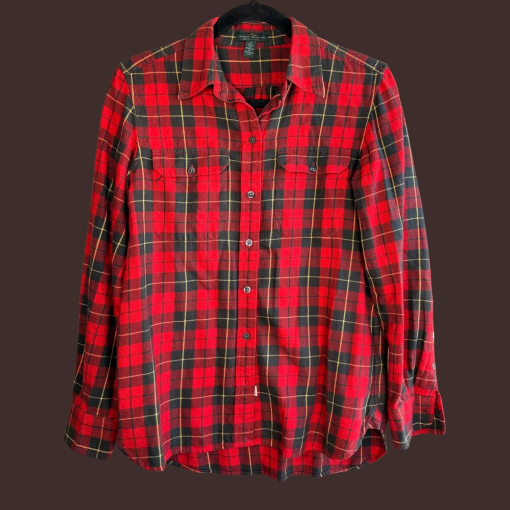 Lauren Ralph Lauren Button Down Red Plaid Flannel Shirt